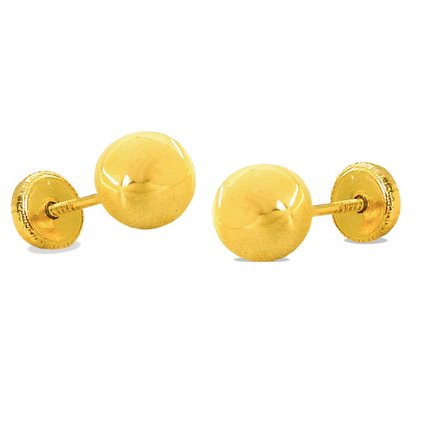 Pendientes bola lisa brillo espejo 4mm. oro 18k