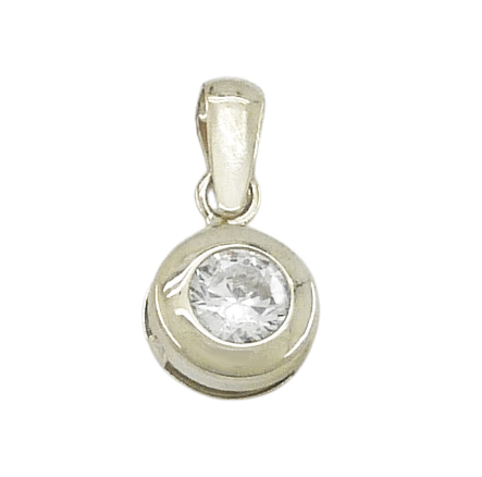 Colgante chatón circonita 3mm con reasa.oro blanco