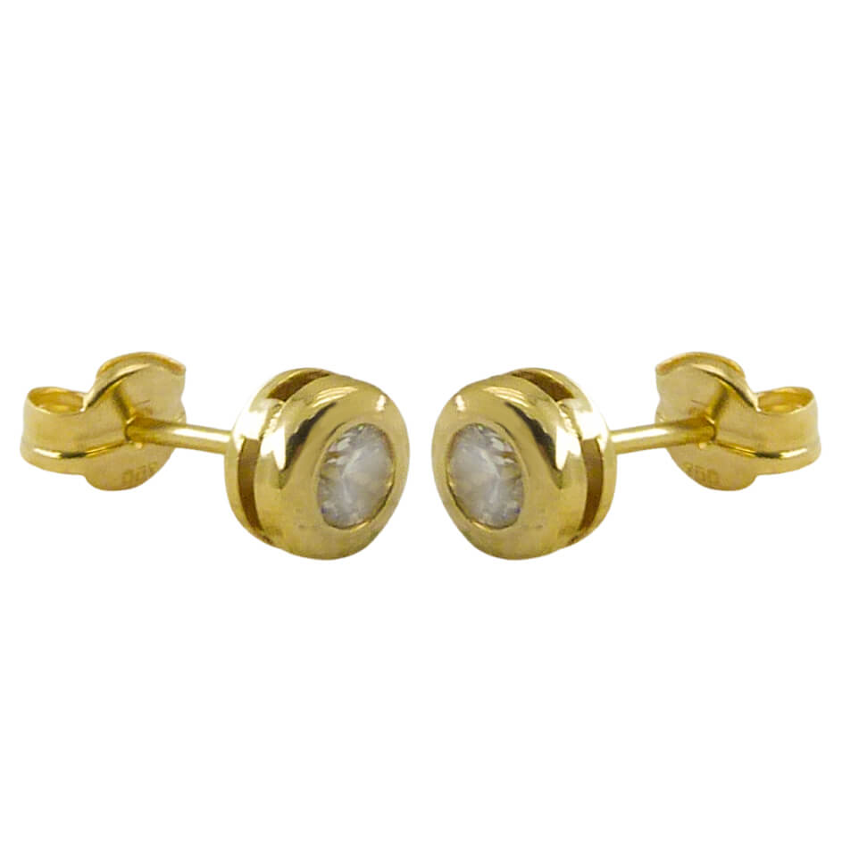 Pendientes chatón con circonita de 5mm.oro 18k