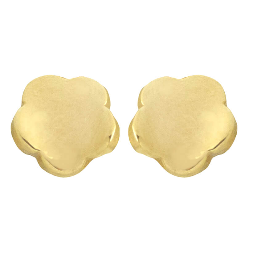 Pendientes margarita cóncava mate liso oro 18k