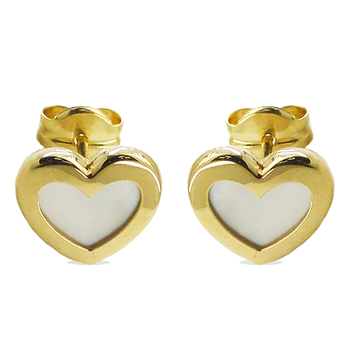 Pendientes corazón con nácar oro 18k