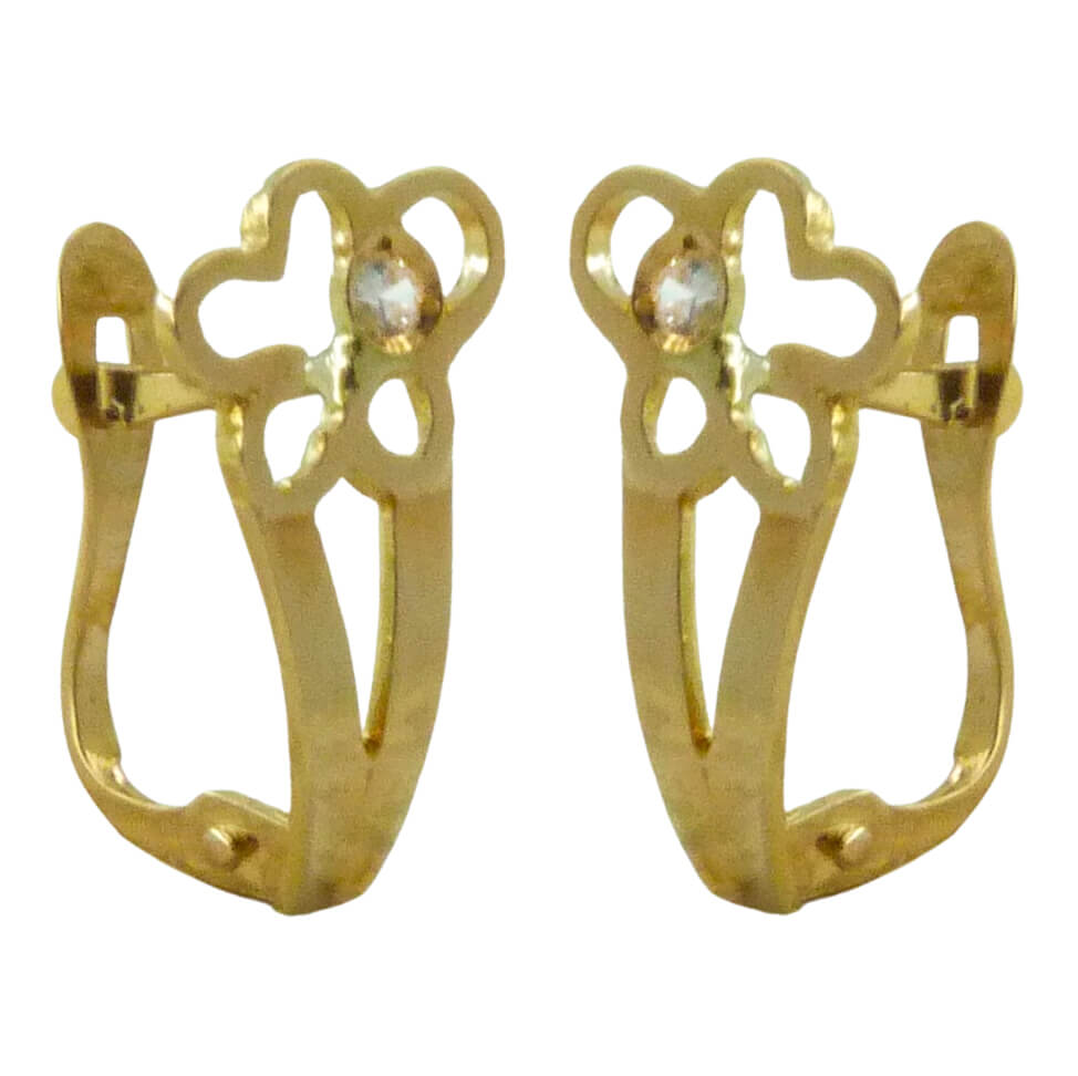 Pendientes flor con circonita oro 18k