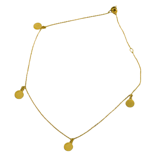 Tobillera con cuatro medallitas oro 18k