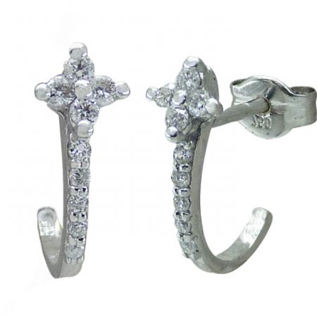 Pendientes de diamantes flor oro blanco 18k