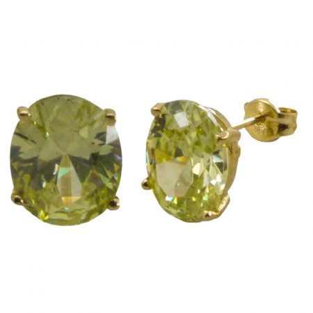 Pendientes piedra color citrino oval oro 18k