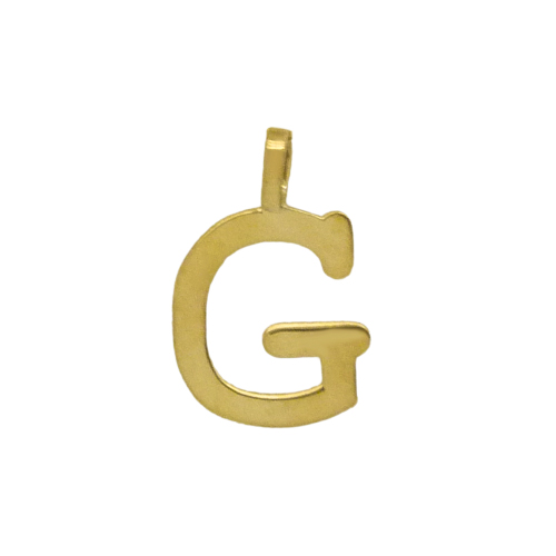 Colgante letra G lisa brillo oro 18k
