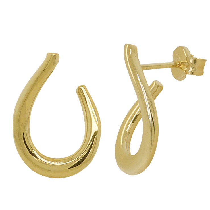 Pendientes aros ondulados brillo oro 18k