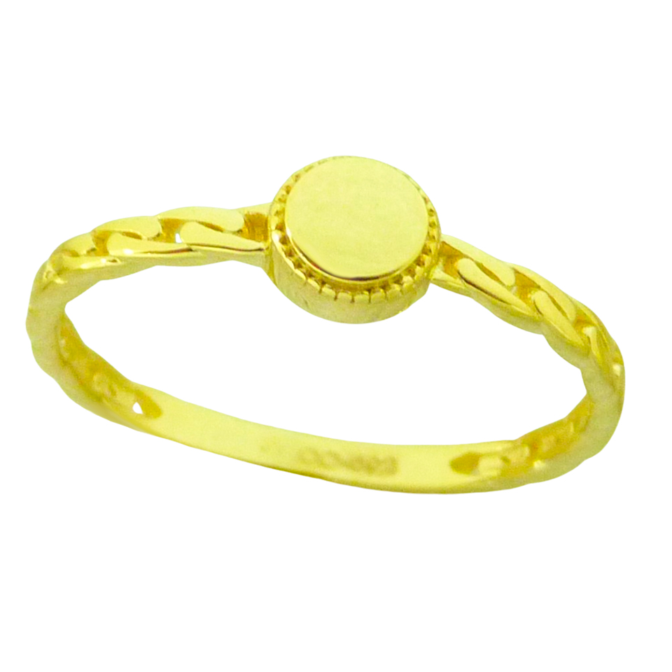Anillo de eslabones con circulo oro 18k
