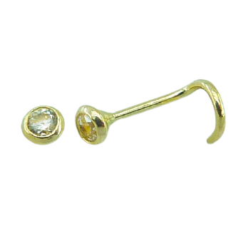 Piercing de nariz con circonita bocelada oro 18k