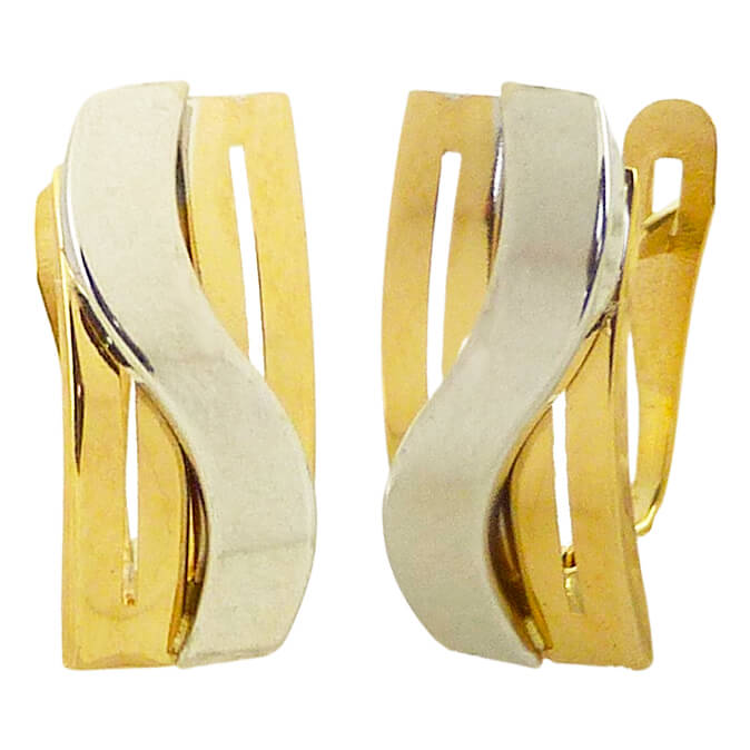 Pendientes oro bicolor brillo liso oro 18k