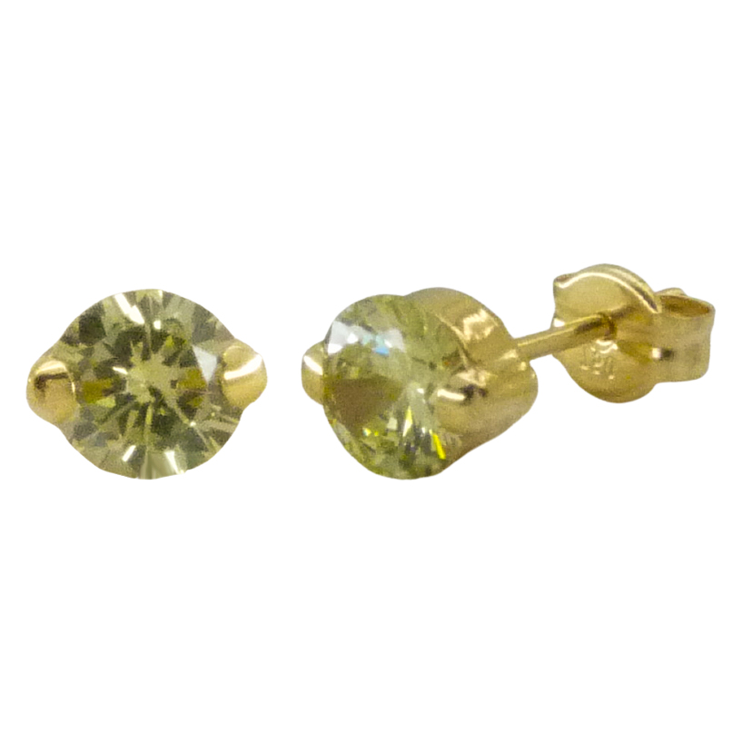 Pendientes garras piedra color citrino oro 18k