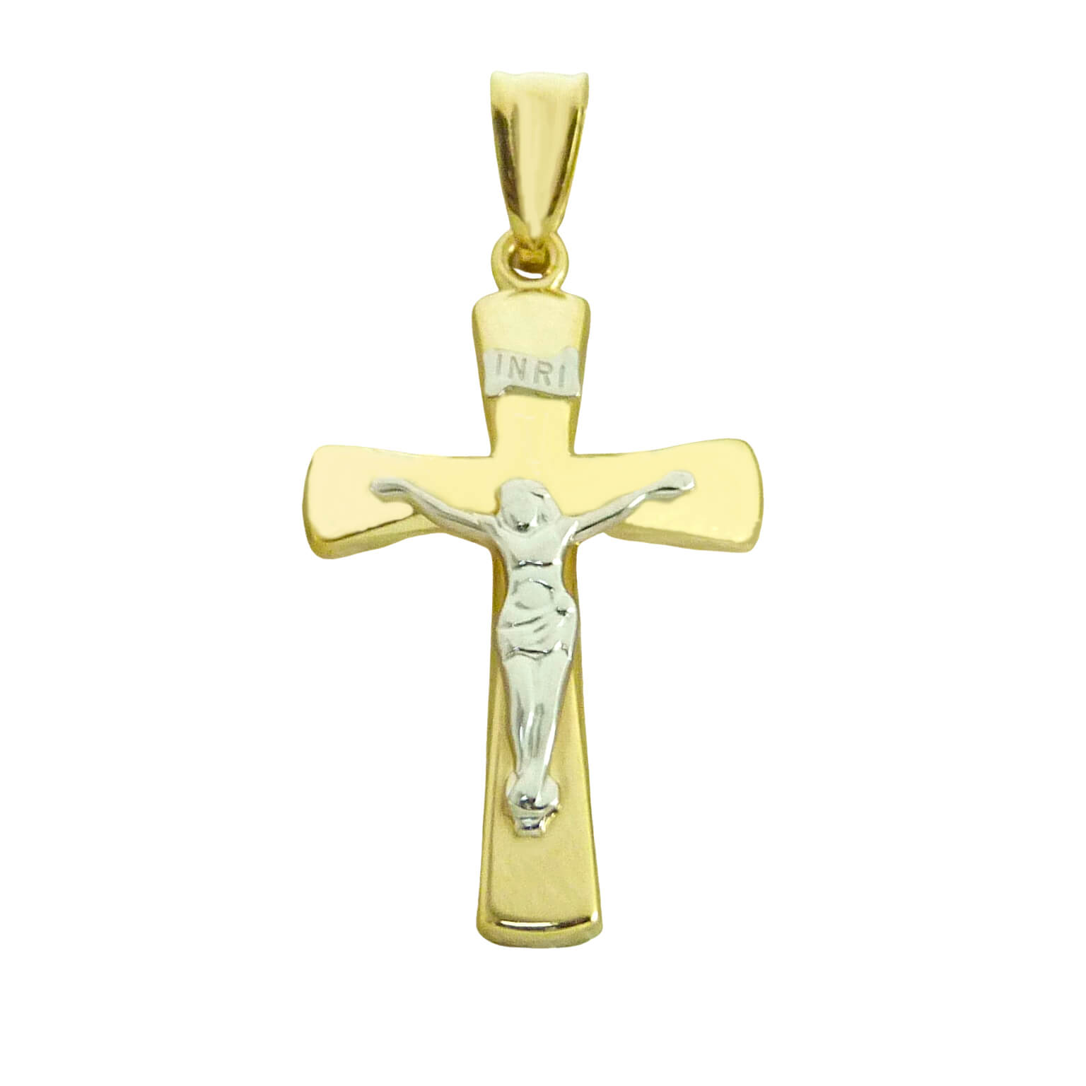 Colgante cruz con cristo bicolor oro 18k