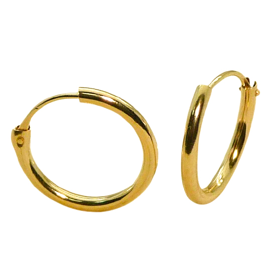Pendientes aro de tubo medida de 1'5x13mm.oro 18k
