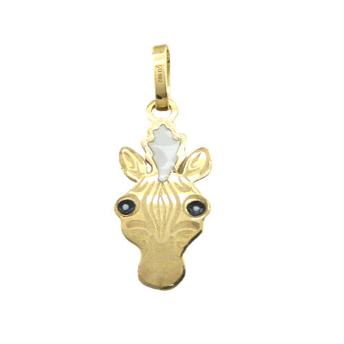 Colgante cabeza de cebra esmalte oro 18k