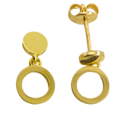 Pendientes redondos con circulo oro 18k