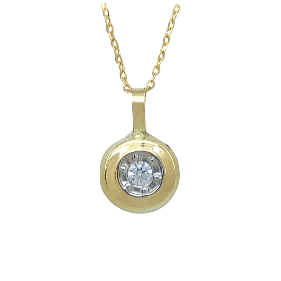 Gargantilla redonda bicolor con circonita oro 18k