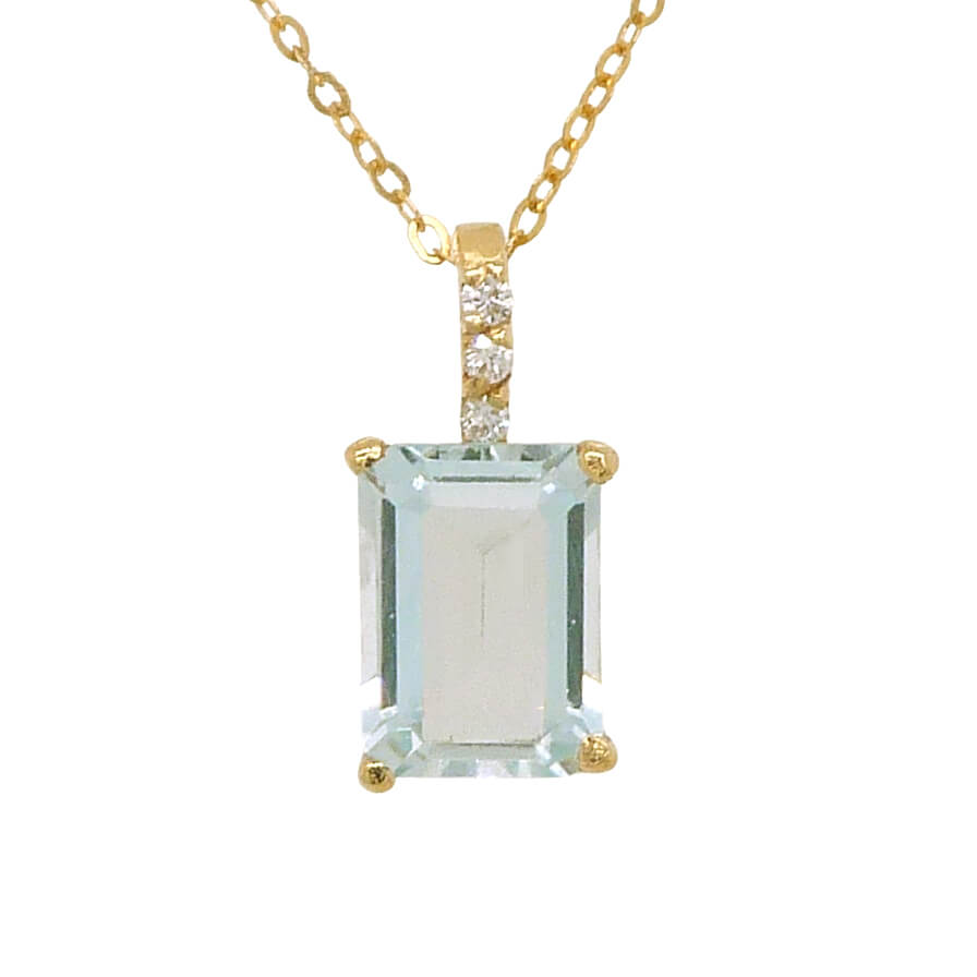 Gargantilla aguamarina 4 garras y diamantes oro 18k