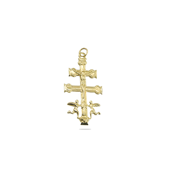 Colgante cruz de caravaca pequeña oro 18k