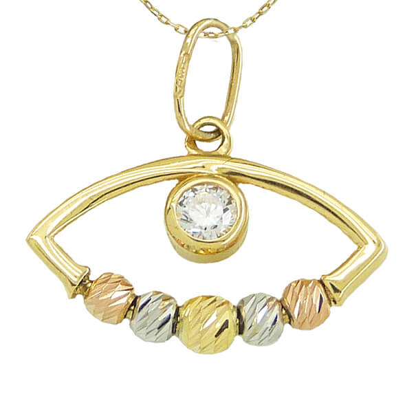 Gargantilla tricolor y circonita oro 18k