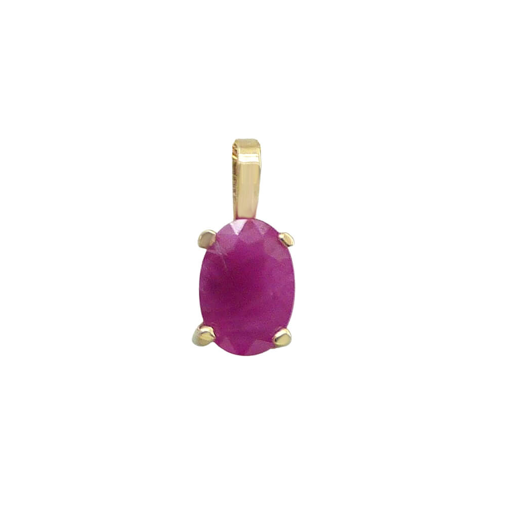 Colgante rubí oval 4 garras oro 18k