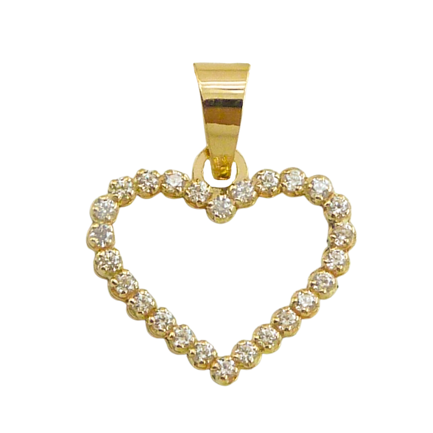 Colgante corazón calado con circonitas oro 18k