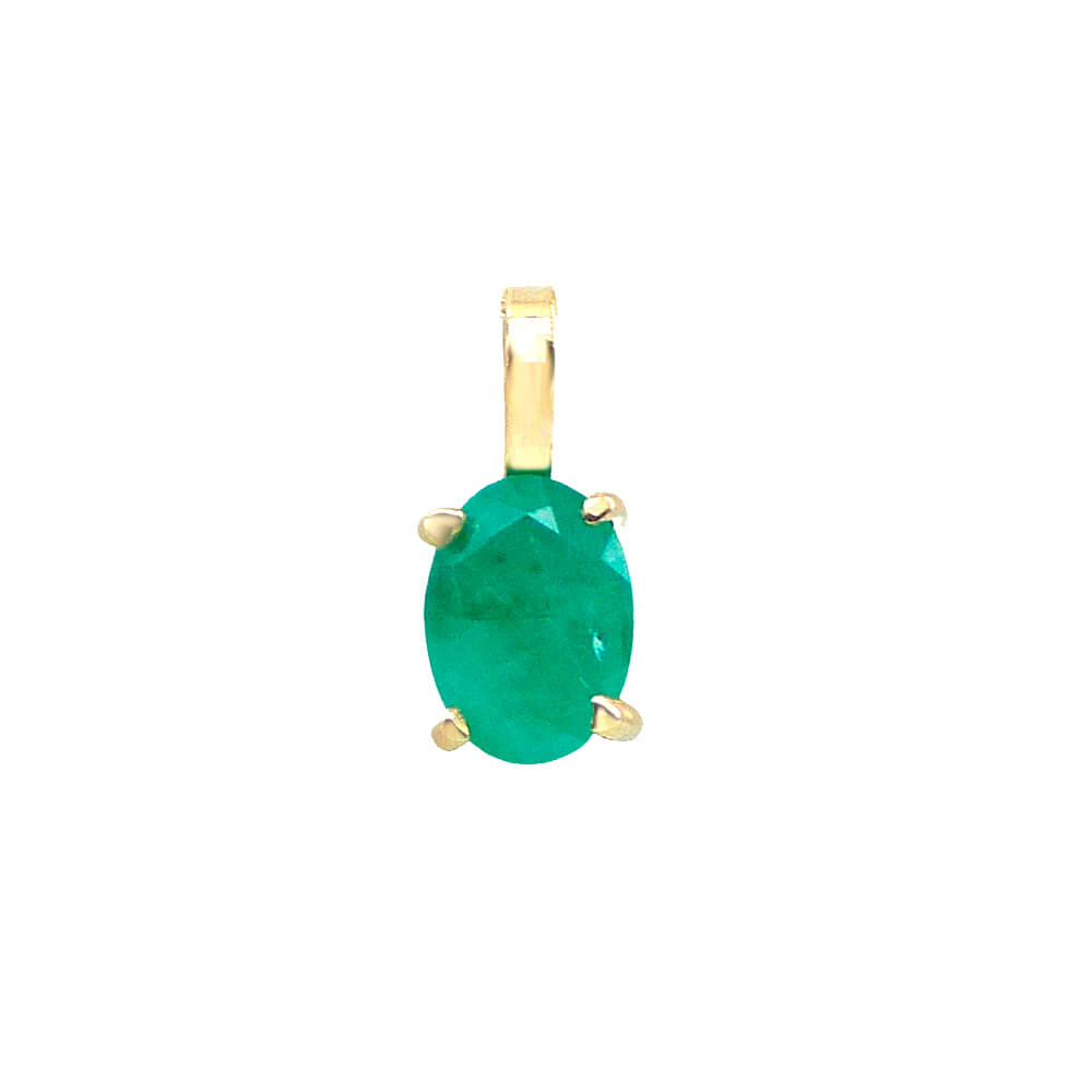 Colgante oval garras esmeralda natural tallada 0.53 Ct oro 18k