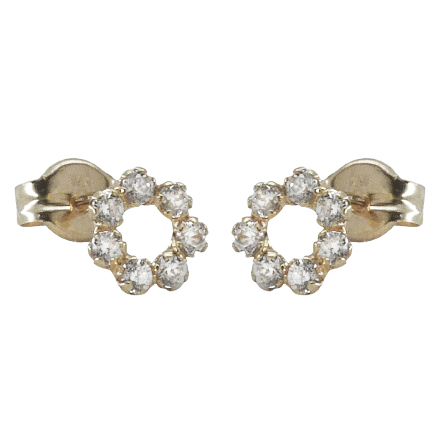 Pendientes círculo con circonitas oro blanco 18k