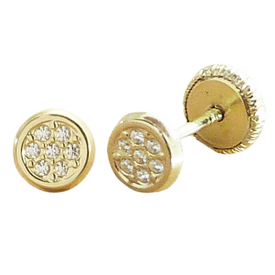 Pendientes redondos circonitas oro 18k