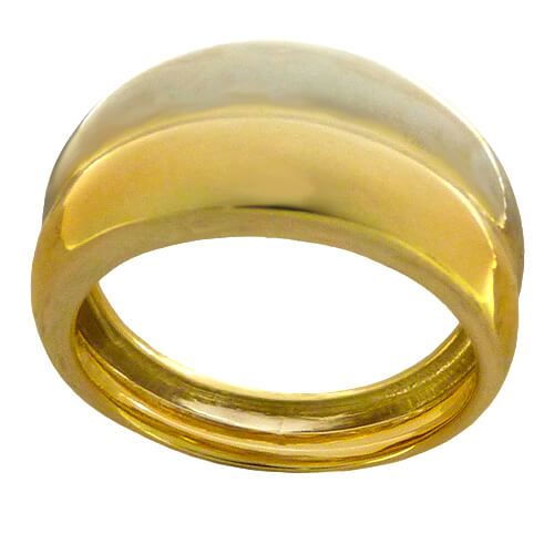 Anillo doble bicolor en brillo espejo oro 18k