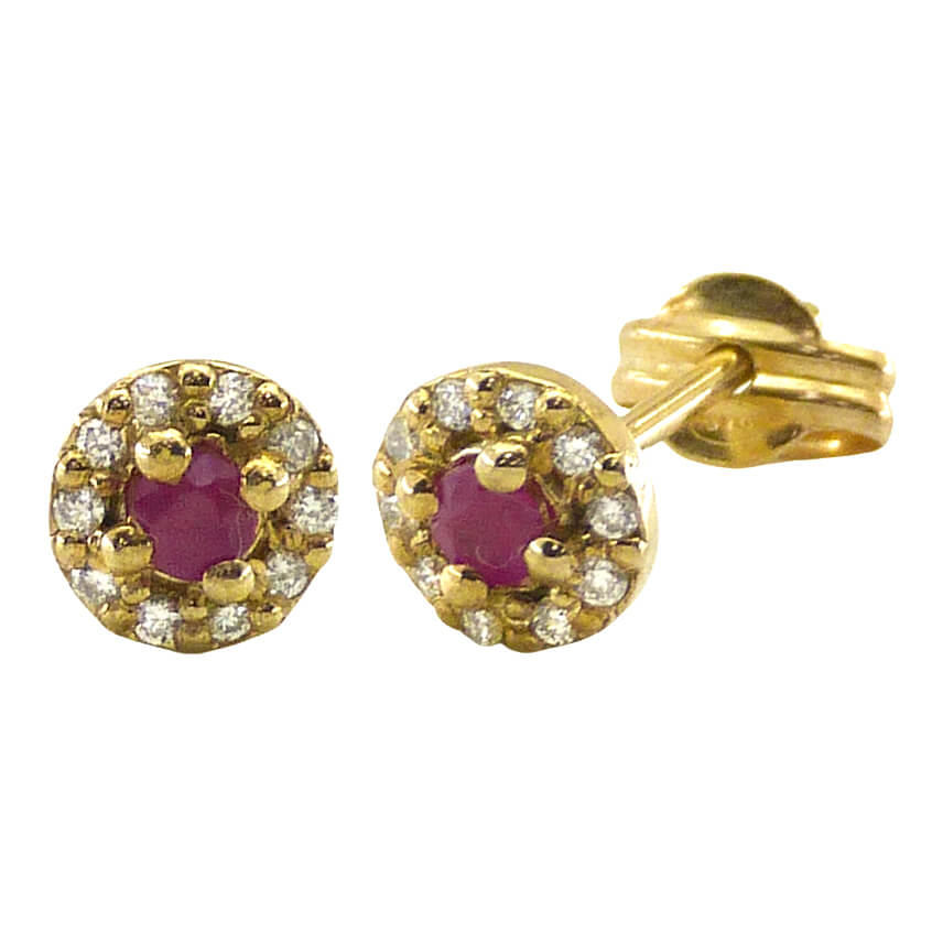 Pendientes rubí y diamantes oro 18k