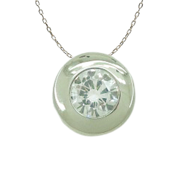 Gargantilla chatón circonita de 5mm.oro blanco 18k