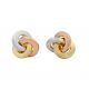 Pendientes nudo tricolor brillo oro 18k