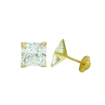 Pendientes "Beckham" carré medida 4x4mm.oro 18k
