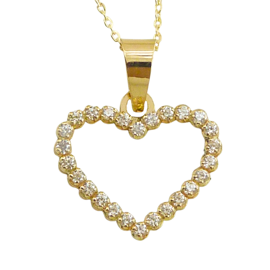 Gargantilla corazón calado con circonitas oro 18k