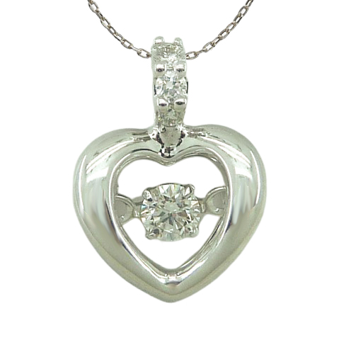 Gargantilla corazón liso brillo diamantes oro blanco 18k