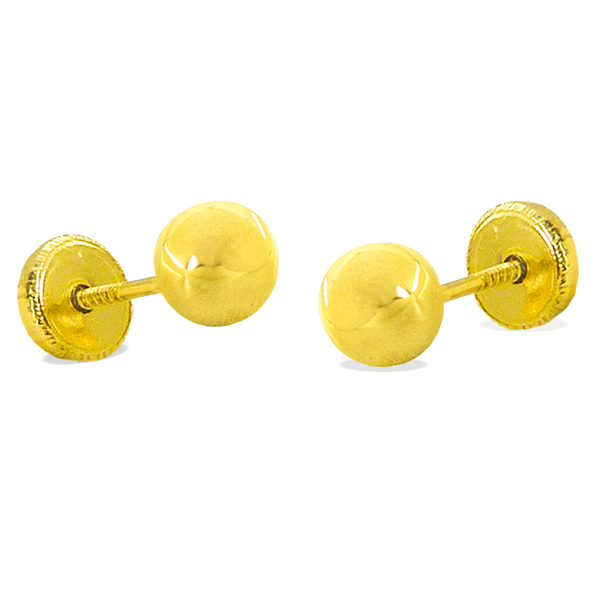 Pendientes bola lisa brillo espejo 3mm. oro 18k