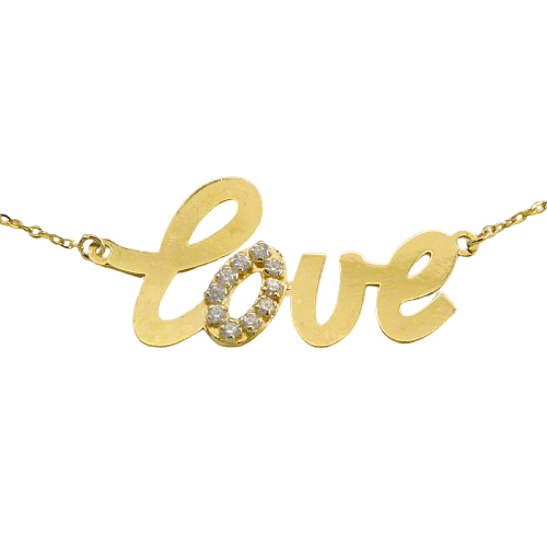 Gargantilla love con circonitas oro 18k