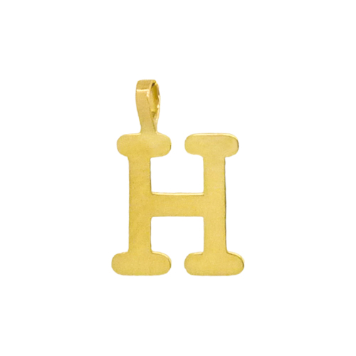 Colgante letra H lisa brillo oro 18k