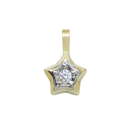 Colgante estrella bicolor y circonita oro 18k