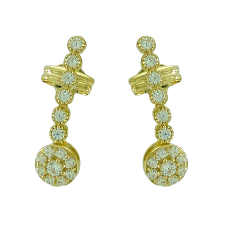 Pendientes largos circonitas oro 18k