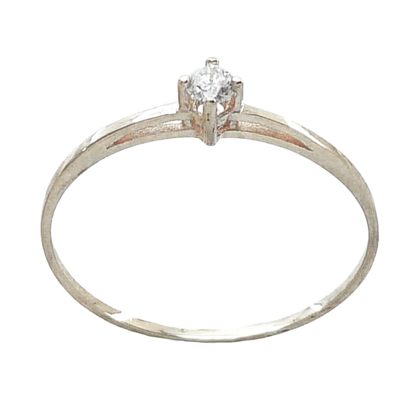 Solitario oro blanco 4 garras y diamante oro blanco 18k