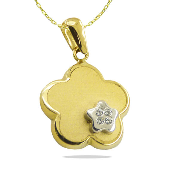 Gargantilla con colgante de flor oro 18k