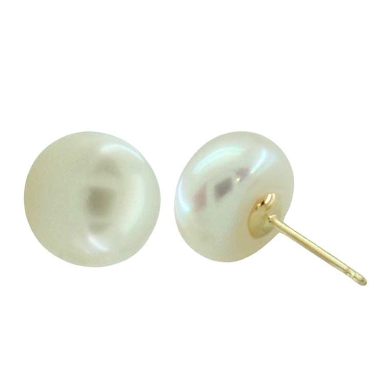 Pendientes perlas botón oro 18k