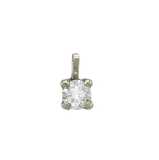 Colgante 4 garras circonita de 4x4mm oro blanco de 18k