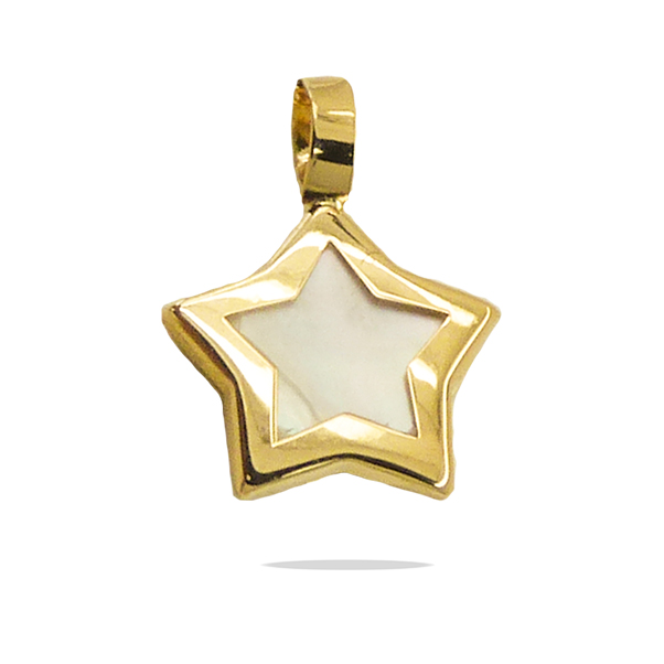 Colgante estrella brillo y nácar oro 18k