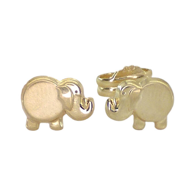Pendientes elefante brillo mate oro 18k