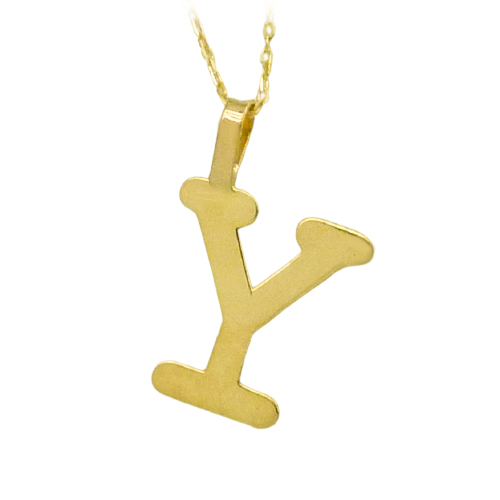 Gargantilla letra Y lisa brillo oro 18k