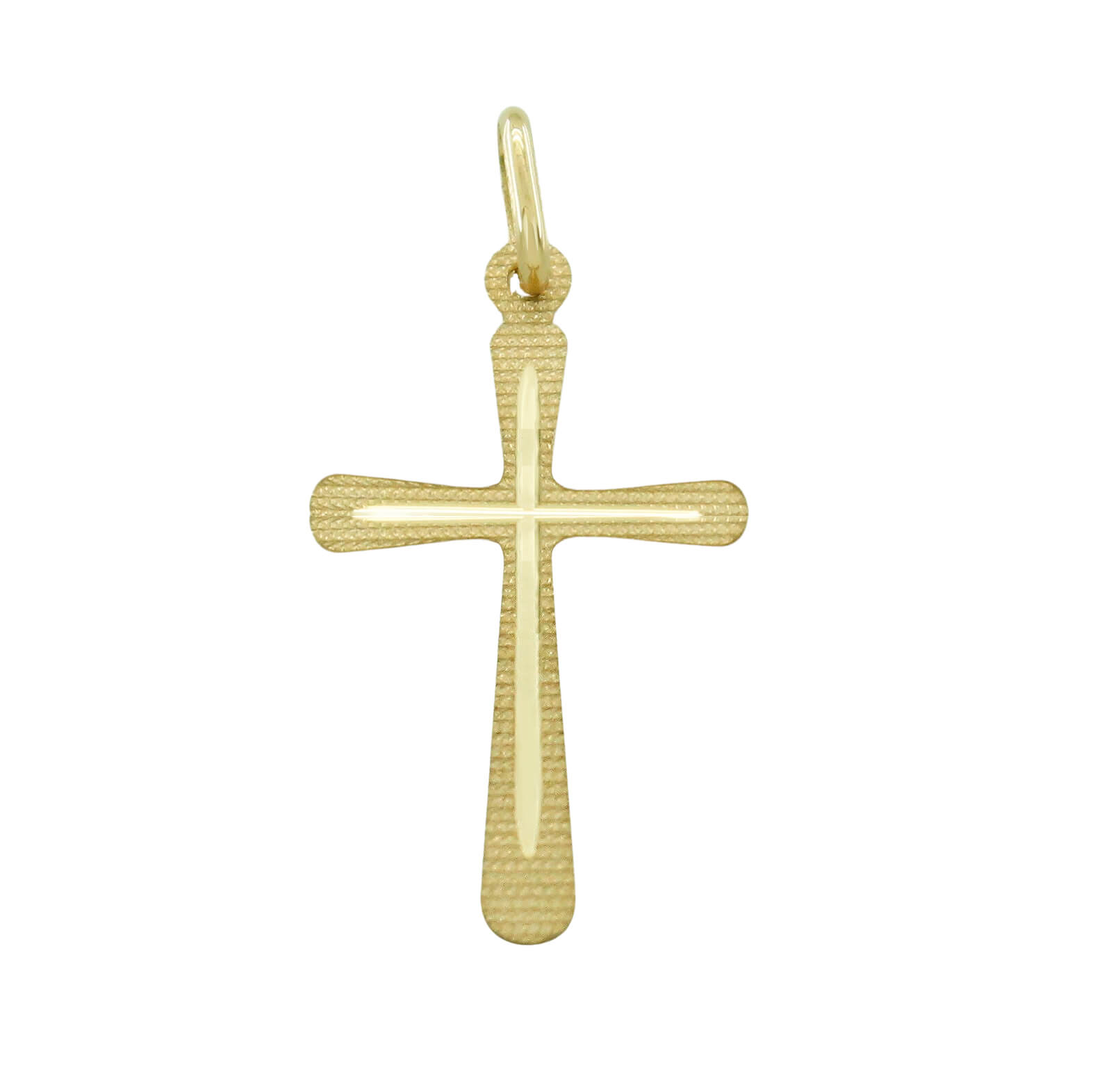 Cruz centro tallado brillo-mate oro 18k