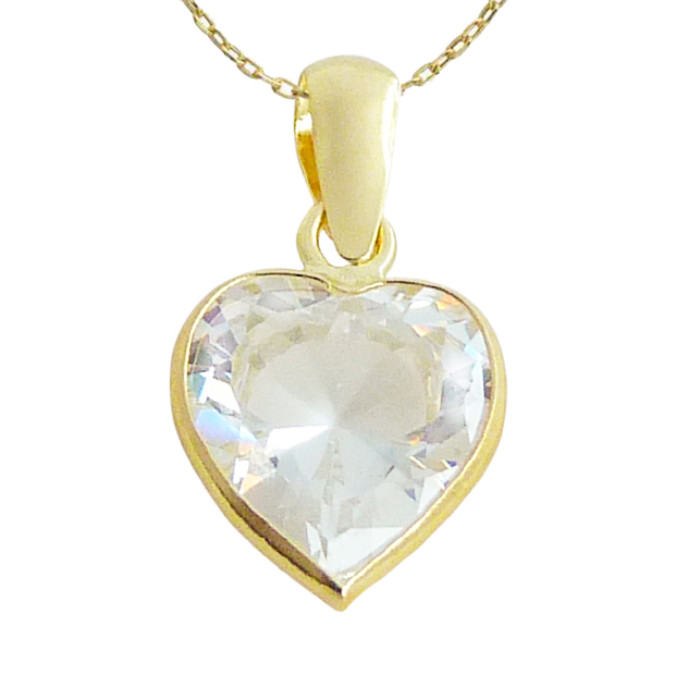 Gargantilla circonita corazón bocelado con cadena oro 18k