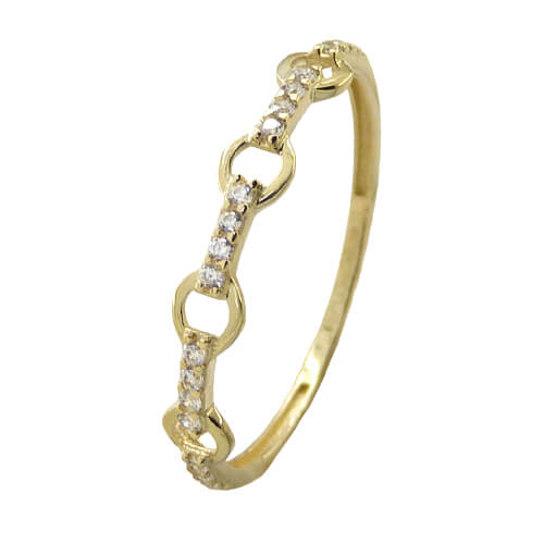 Anillo fino círculos y circonitas oro 18k